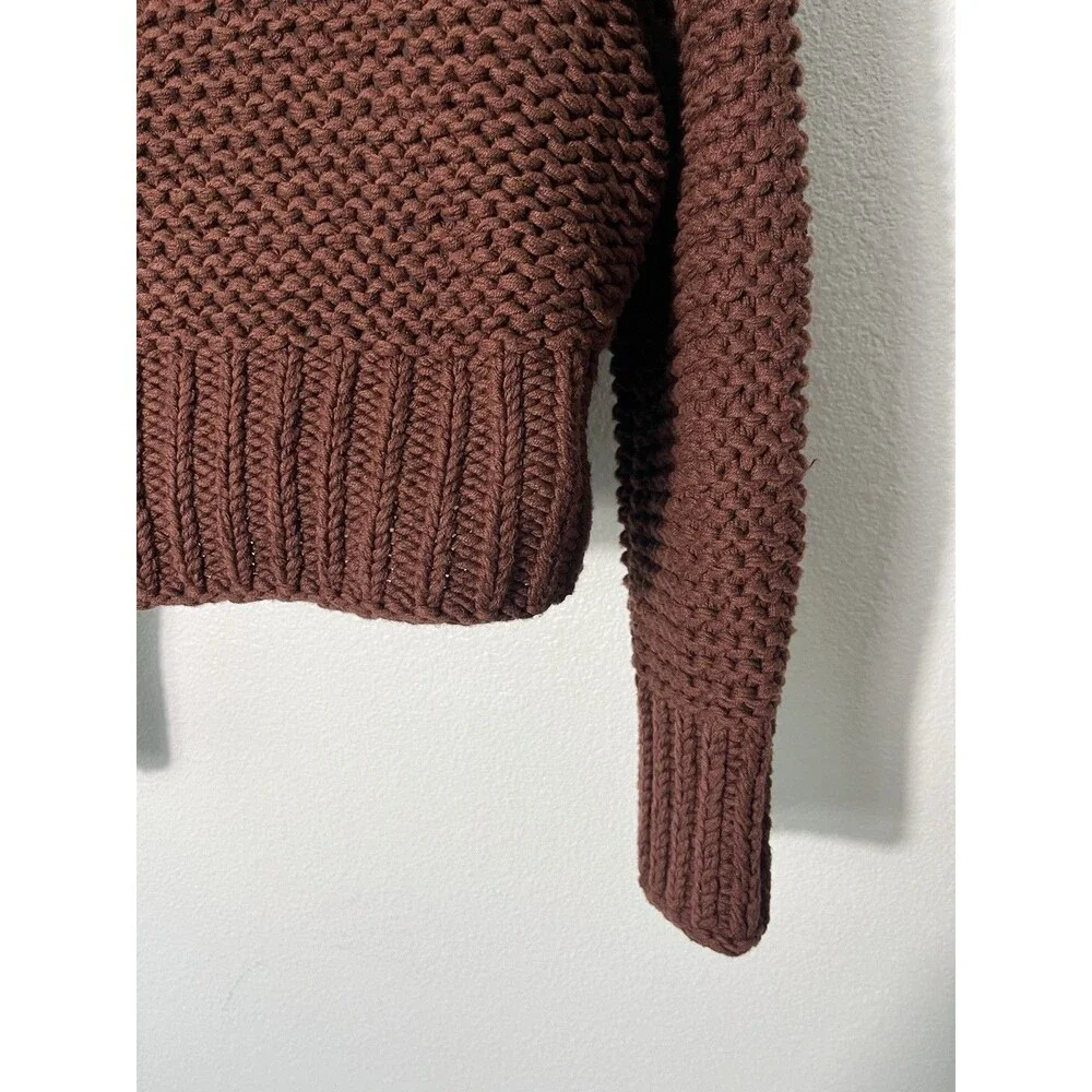 Free People My Only Sunshine Mock Neck Sweater Womens X-Small Brown Chunky Knit